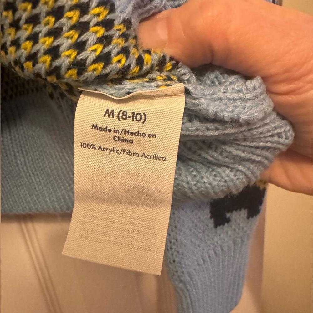 NWT Stranger Things Season 5 Erica Scottie Dog Sweater M Blue No Boundaries - Picture 8 of 10